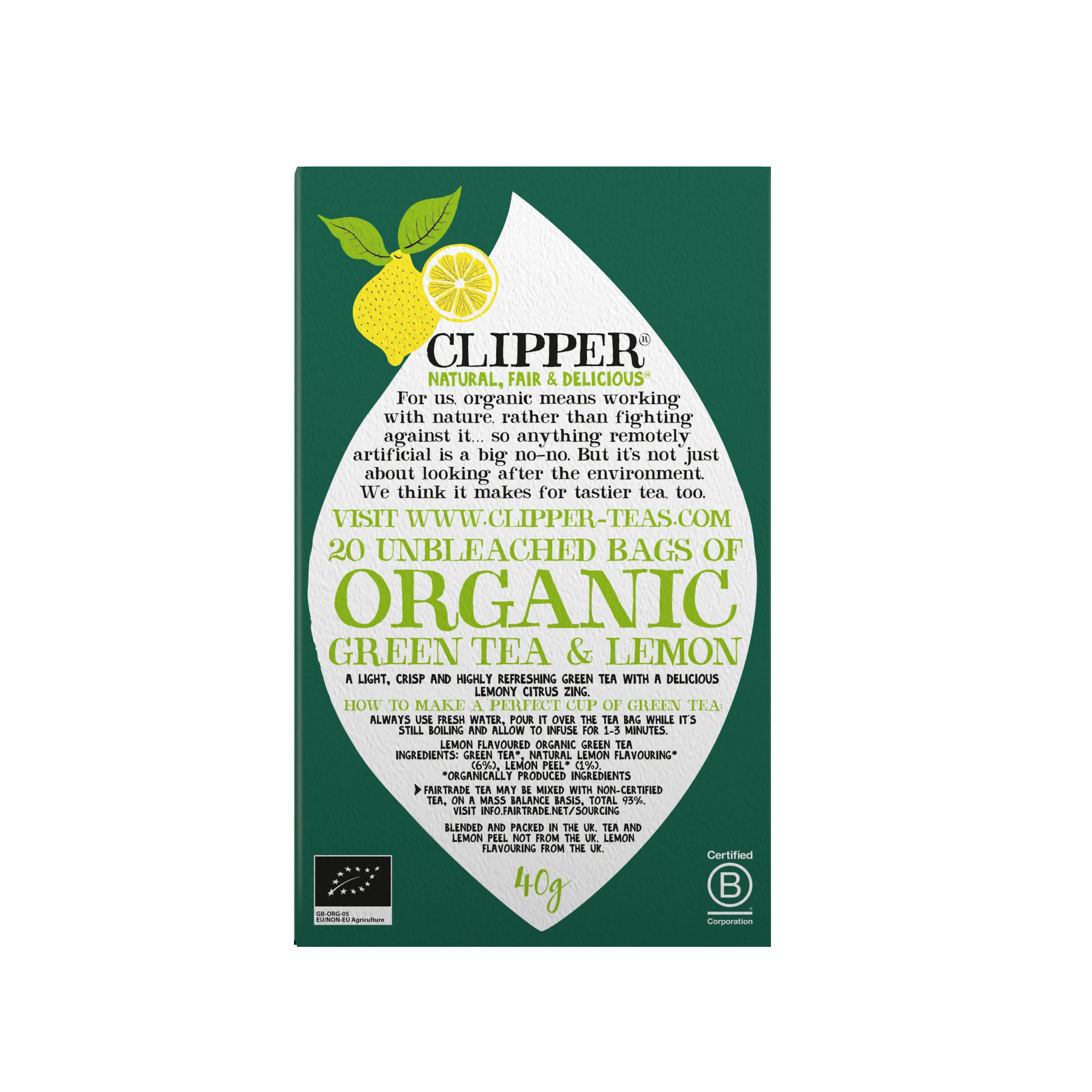 Organic Fairtrade Green with Lemon 20 bags